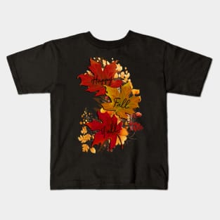 Happy Fall Y'all Autumn Leaves Kids T-Shirt